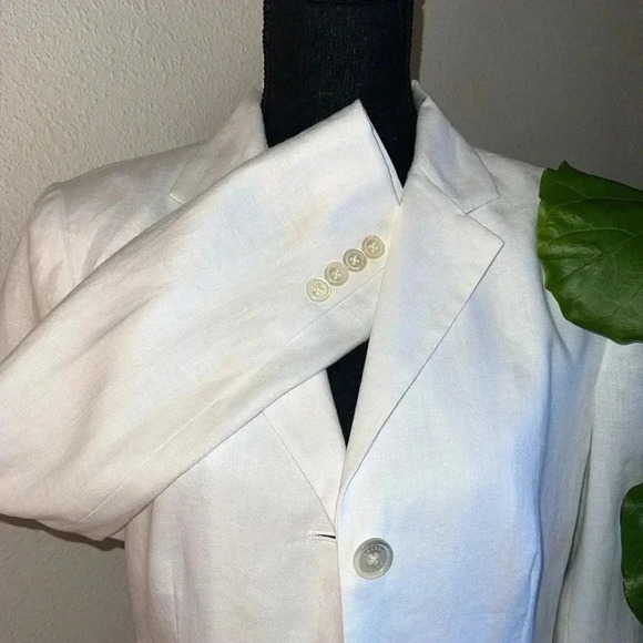 Ralph Lauren Women’s White 100% Linen Single Breasted Blazer Coat Jacket Size 10 - Picture 15 of 16
